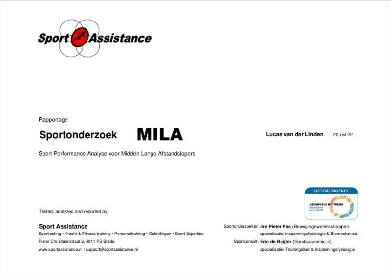 Sporttest SportAssistance 2022 voorkant